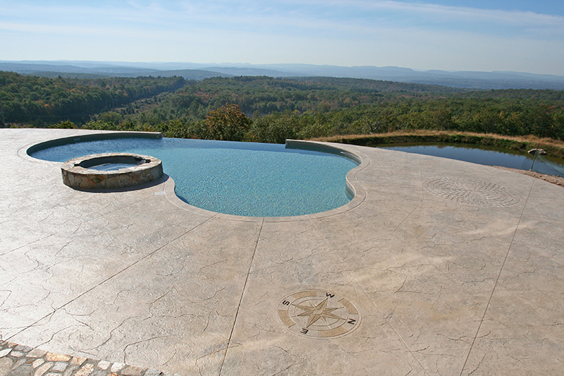 Swimming pool and stamped concrete project example 217
